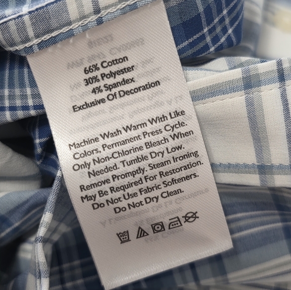 Eddie Bauer Blue and White Plaid Button Down Shirt Size Large - Picture 7 of 7